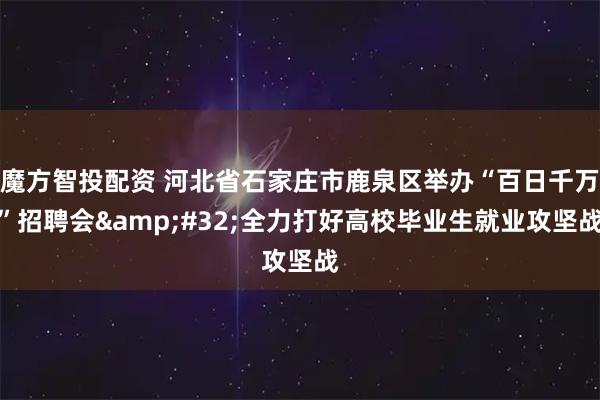 魔方智投配资 河北省石家庄市鹿泉区举办“百日千万”招聘会 全力打好高校毕业生就业攻坚战
