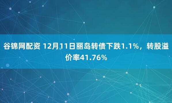 谷锦网配资 12月11日丽岛转债下跌1.1%，转股溢价率41.76%